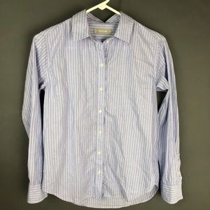 Everlane 00 striped blue button front shirt